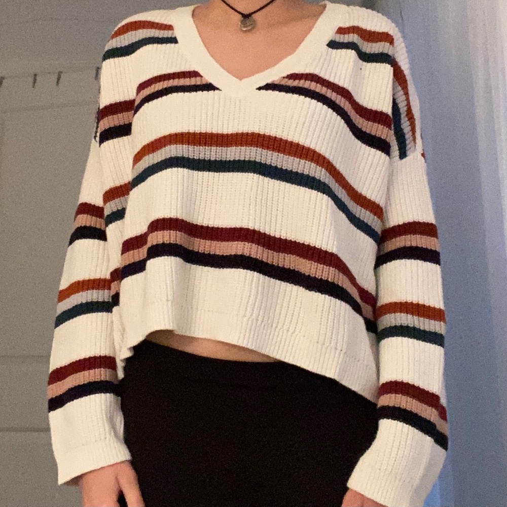 pacsun la hearts striped v neck sweater